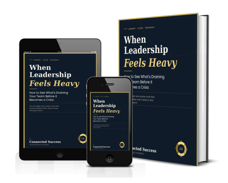 When Leadership Feels Heavy — ebook shown on tablet, phone, and as a hardcover book